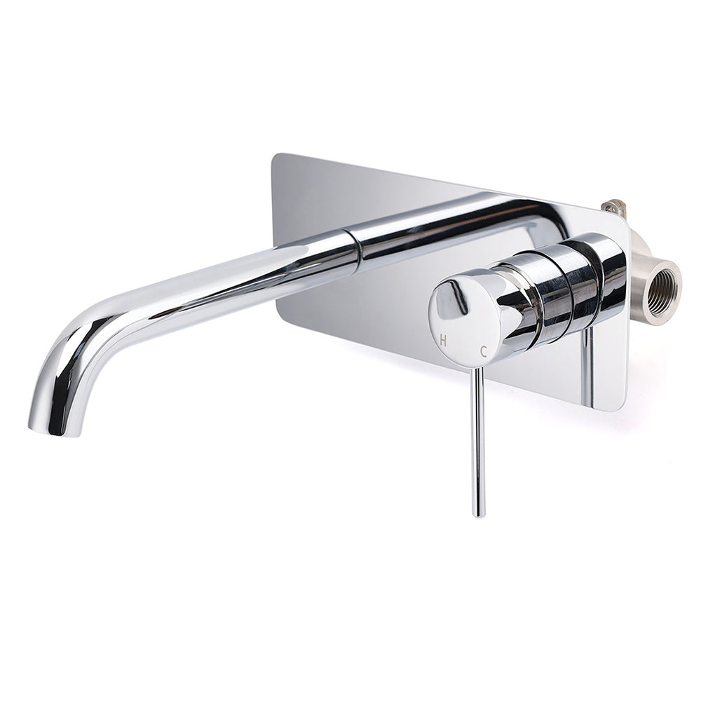 WELS Chrome Round Wall Mounted Basin Vanity Mixer Bath Tub Bubble Faucet Spout