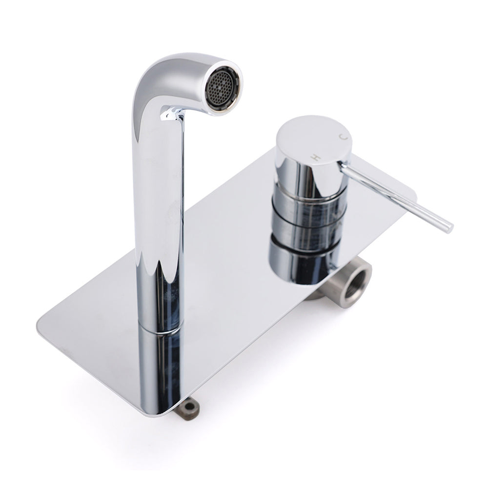 WELS Chrome Round Wall Mounted Basin Vanity Mixer Bath Tub Bubble Faucet Spout