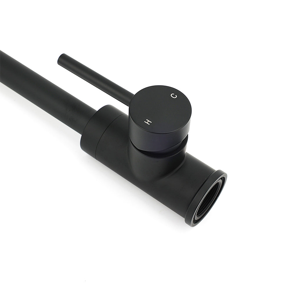 WELS Black Kitchen Sink Mixer Laundry Faucet Tapware 360° Swivel Gooseneck Spout