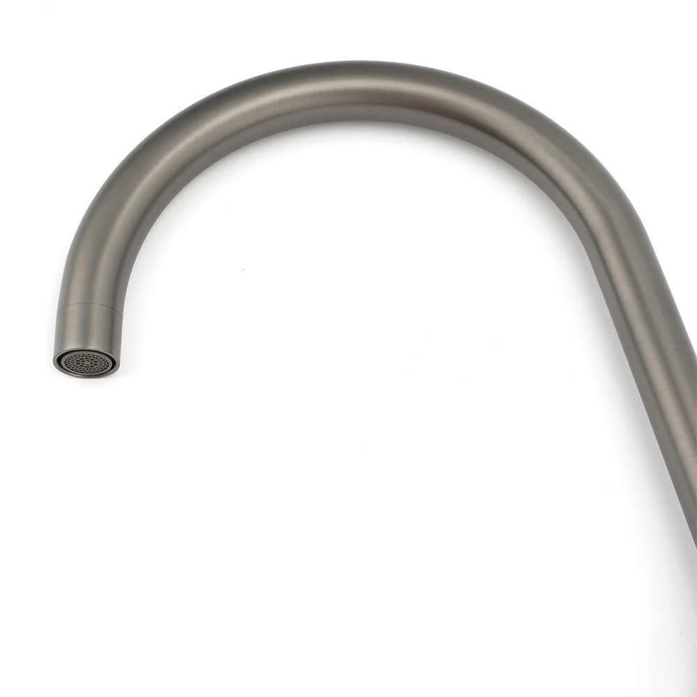 Gun Metal Round Kitchen Mixer Sink Tap 360° Swivel Laundry Basin Faucet Spout Set