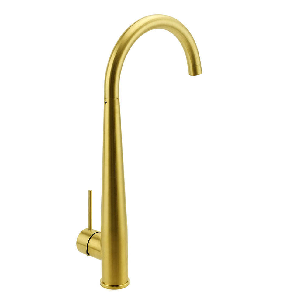 Brushed Gold Round Kitchen Mixer Sink Tap 360 Swivel Basin Laundry Faucet Spout