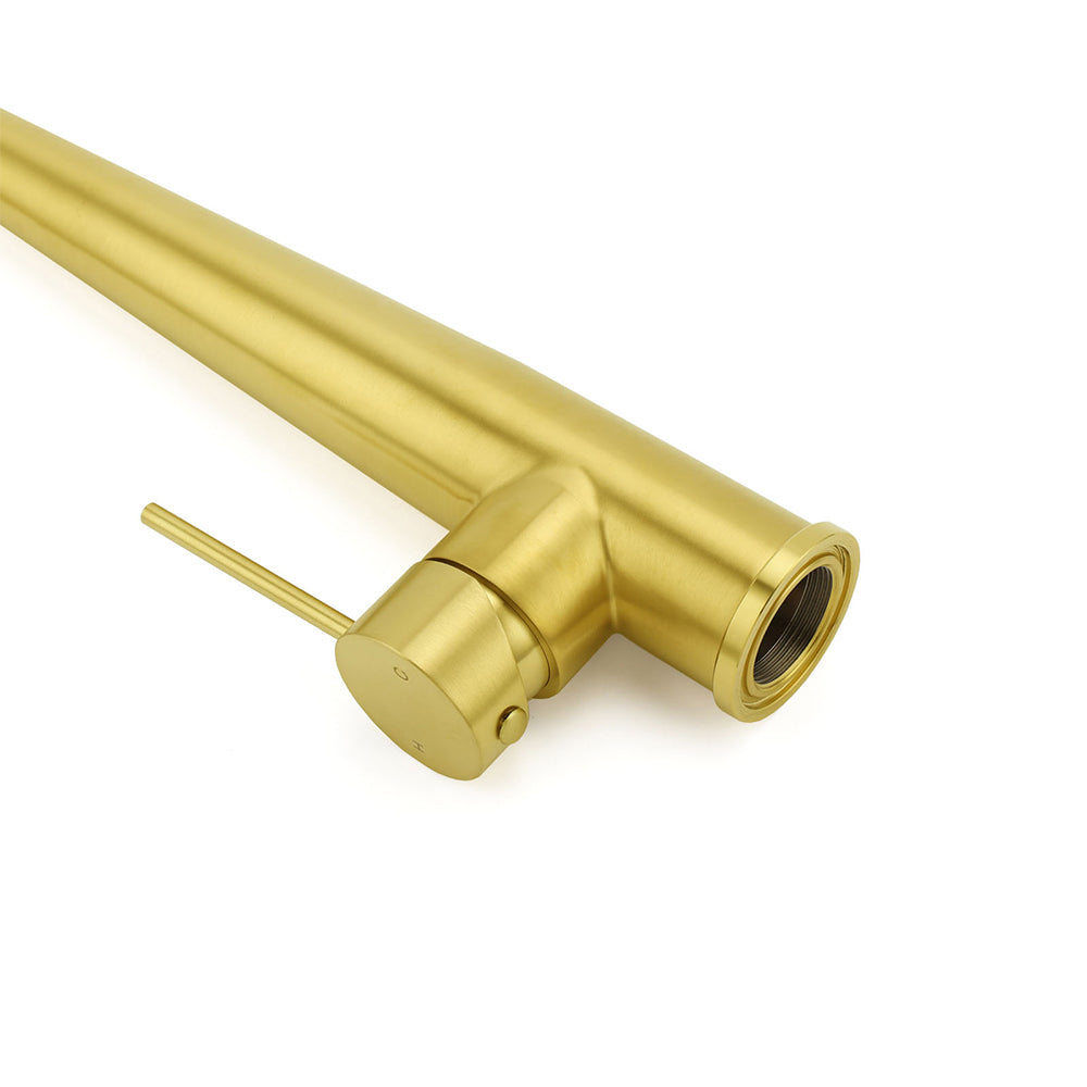 Brushed Gold Round Kitchen Mixer Sink Tap 360 Swivel Basin Laundry Faucet Spout