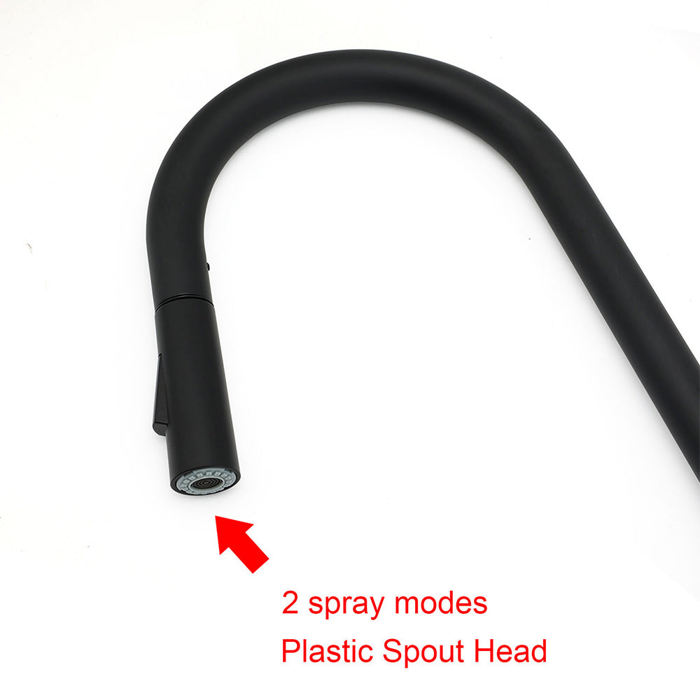 Matt Black Round Pull Out Down Kitchen Sink Tap Laundry Basin Mixer 2 Way Spout