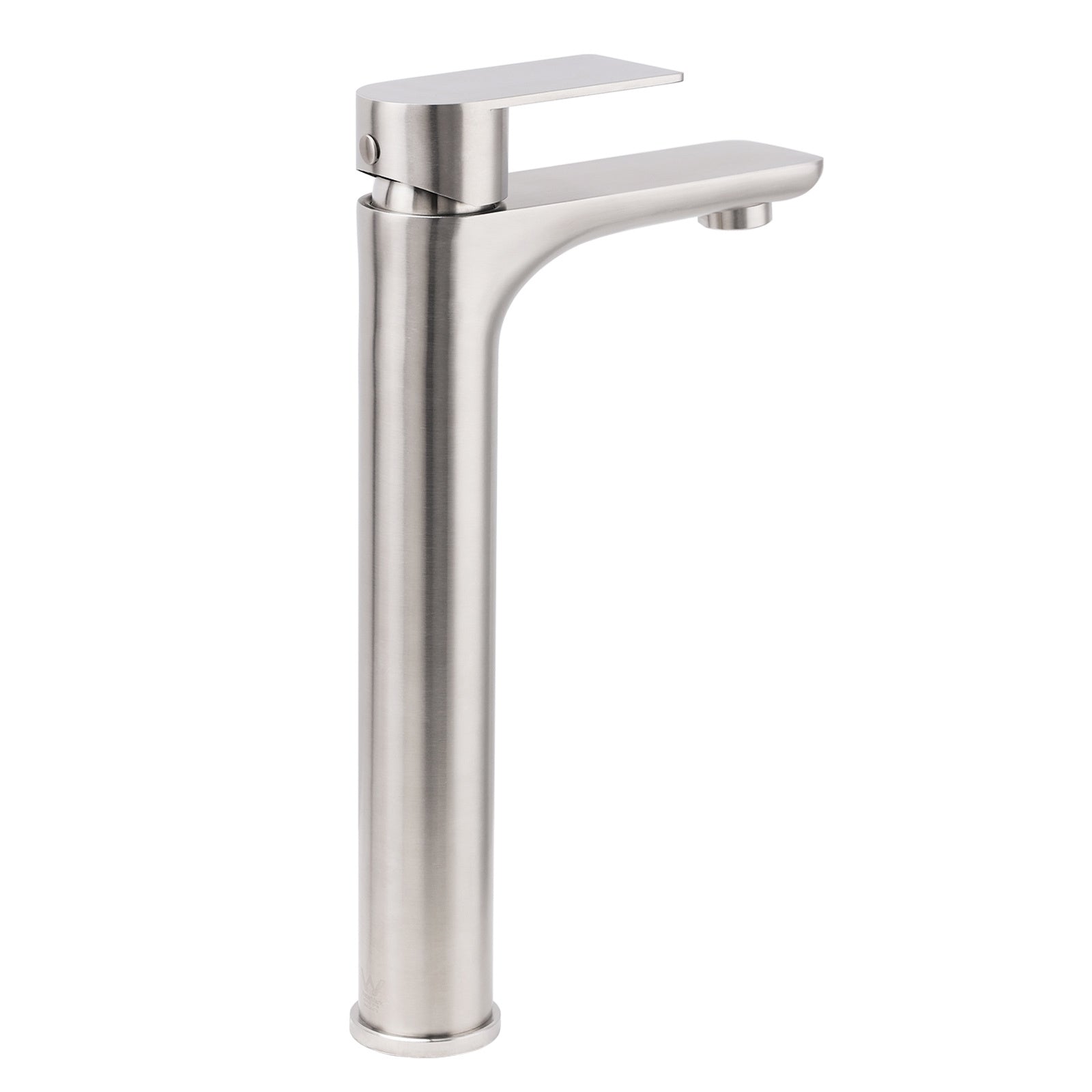 Brushed Nickel Rounded Edge Tall Basin Mixer Kitchen Vanity Faucet Tap Spout Set