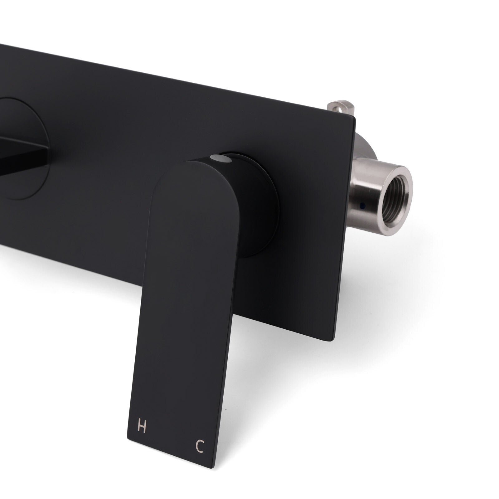 Matte Black Basin Mixer Bathroom Vanity Faucet Wall Mounted Tap Slim Flat Spout