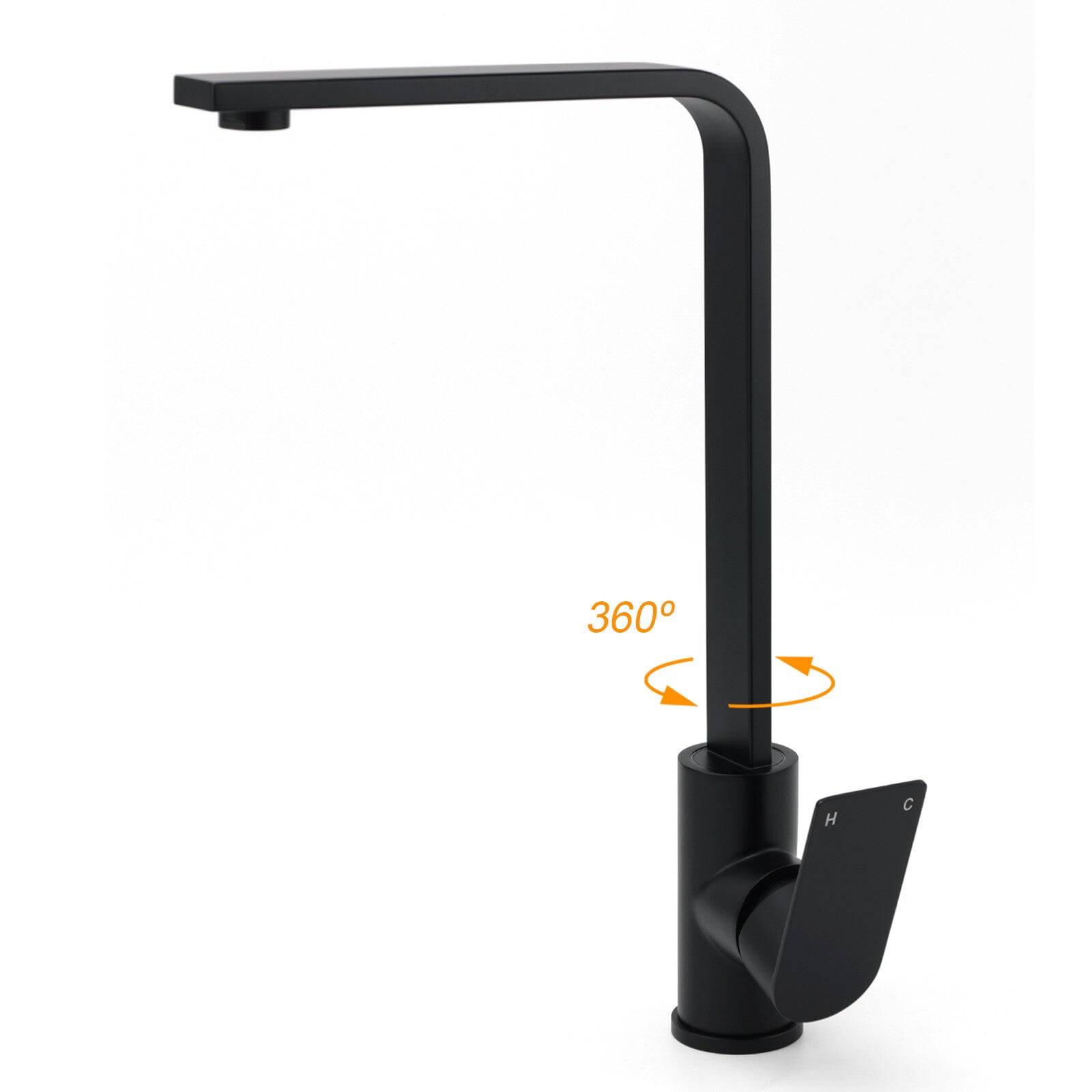 WELS Matte Black High Rise Gooseneck Kitchen Sink Laundry Mixer Faucet Tapware