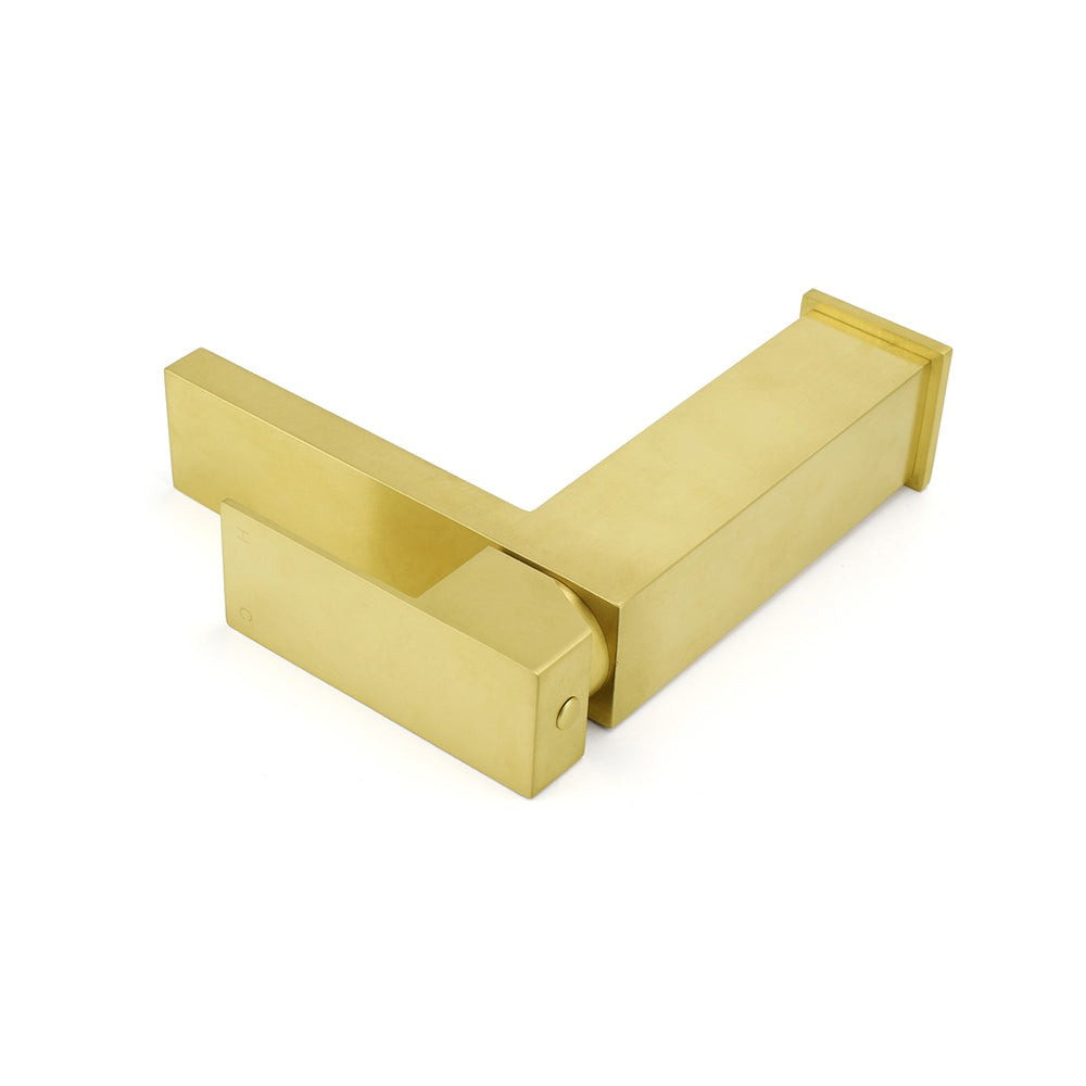 Brushed Gold 165mm Square Basin Mixer Faucet Hot Cold Tap Kitchen Laundry Vanity