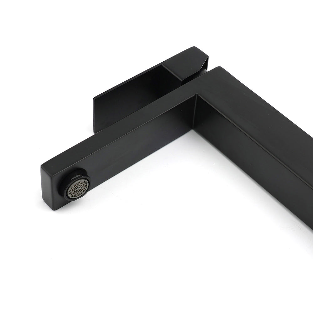 Matt Black Stainless Steel Square Tall Basin Mixer Sink Tap High Vanity Spout
