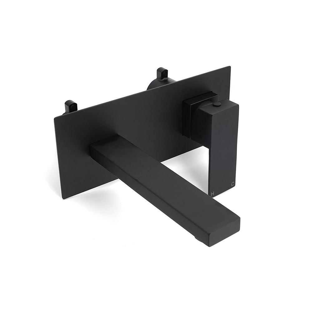 Matt Black Basin Mixer Bathroom Tub Faucet Wall Mount Tap Hot Cold Water Spout