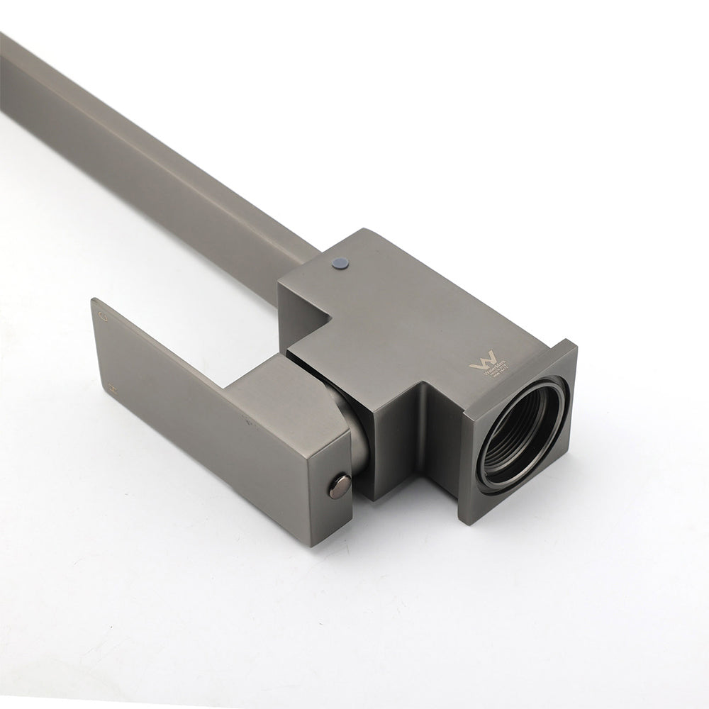 WELS Gun Metal Square Gooseneck Swivel Laundry Kitchen Mixer Faucet Sink Tap Set