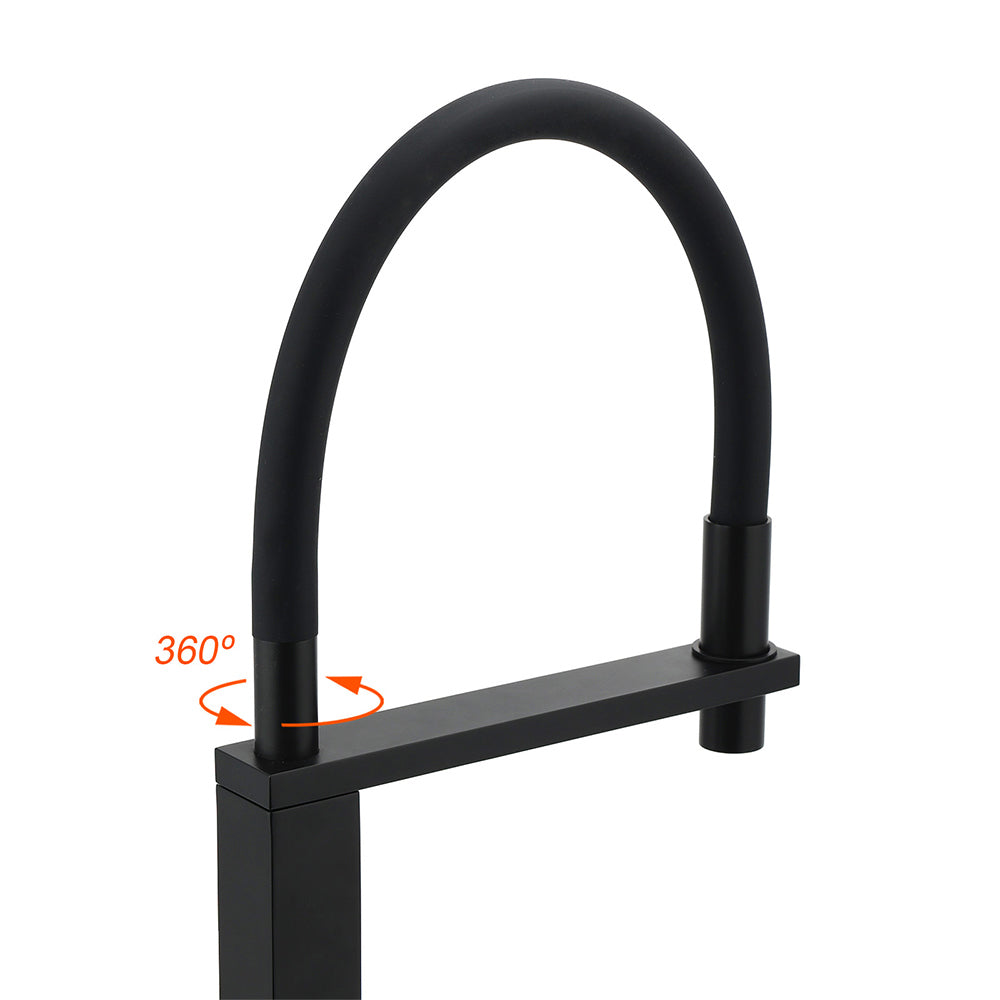 Matt Black Swivel Kitchen Sink Basin Mixer Swivel Faucet Tapware Pull Out Spout