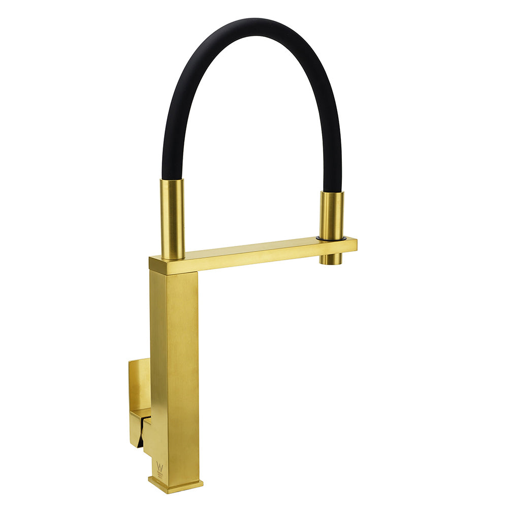 Brushed Gold Tall Kitchen Sink Basin Mixer Swivel Faucet Tap Pull Out Spout Head
