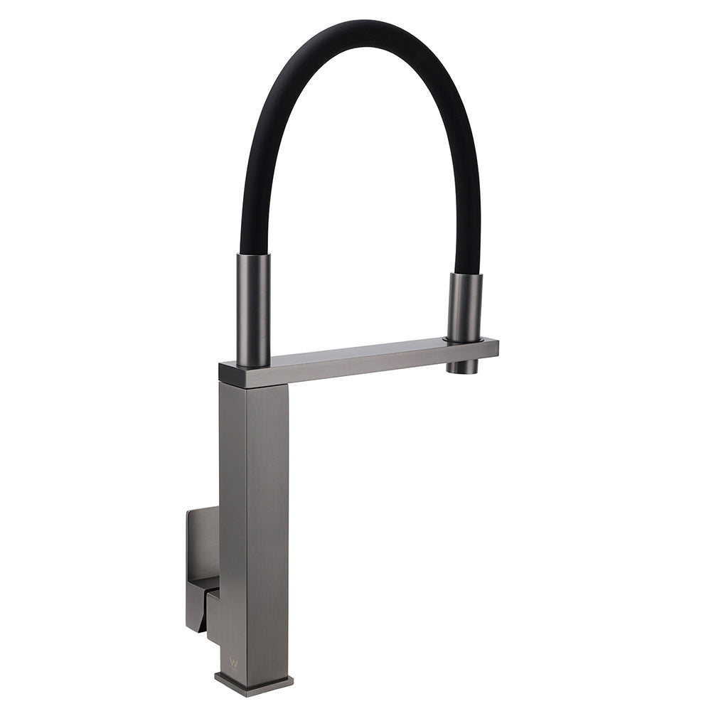 Gun Metal Tall Kitchen Sink Basin Mixer Swivel Faucet Tap Pull Out Spout Head