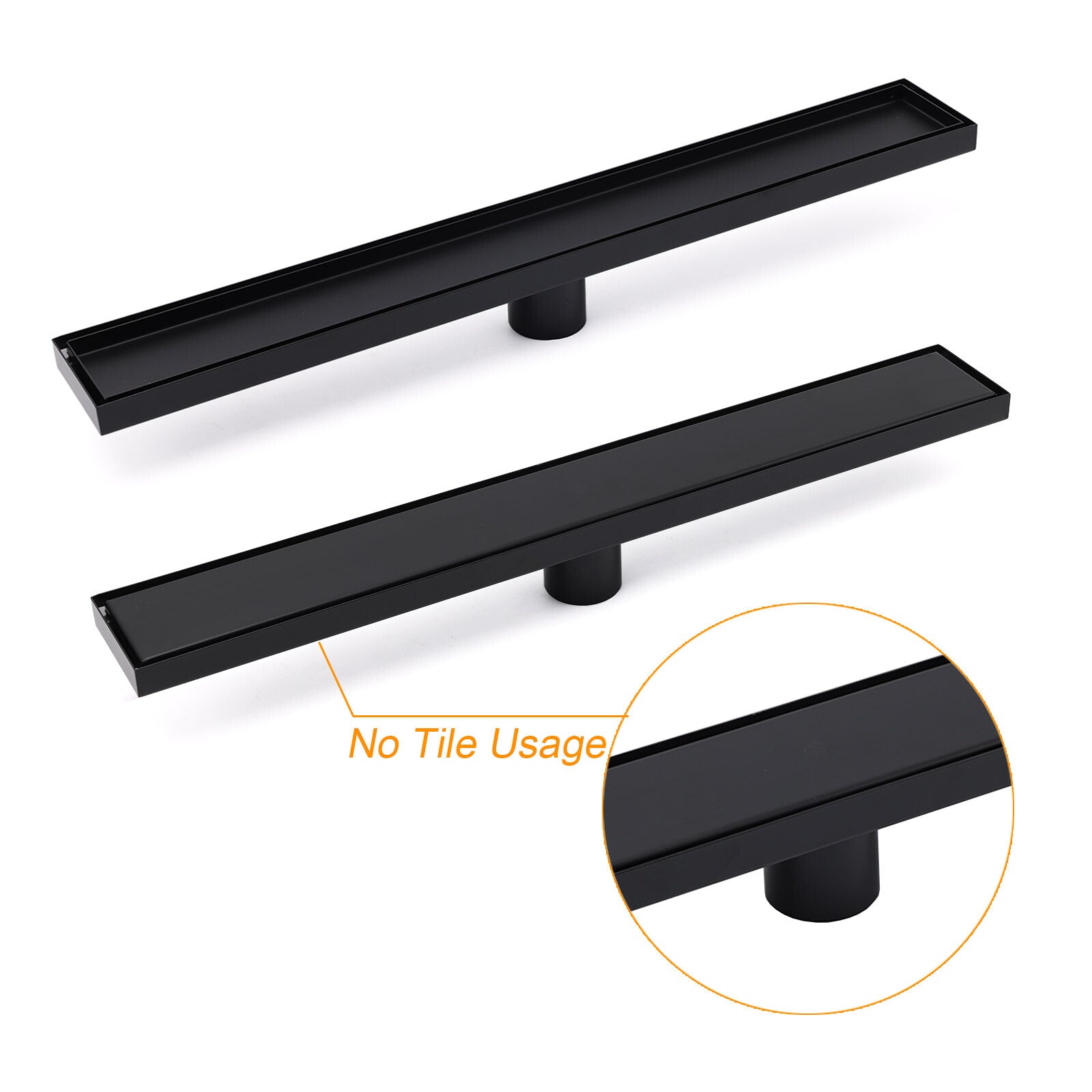 WaterMark Matt Black 900mm Tile Insert Shower Grate Floor Drain 50mm Flow Waste