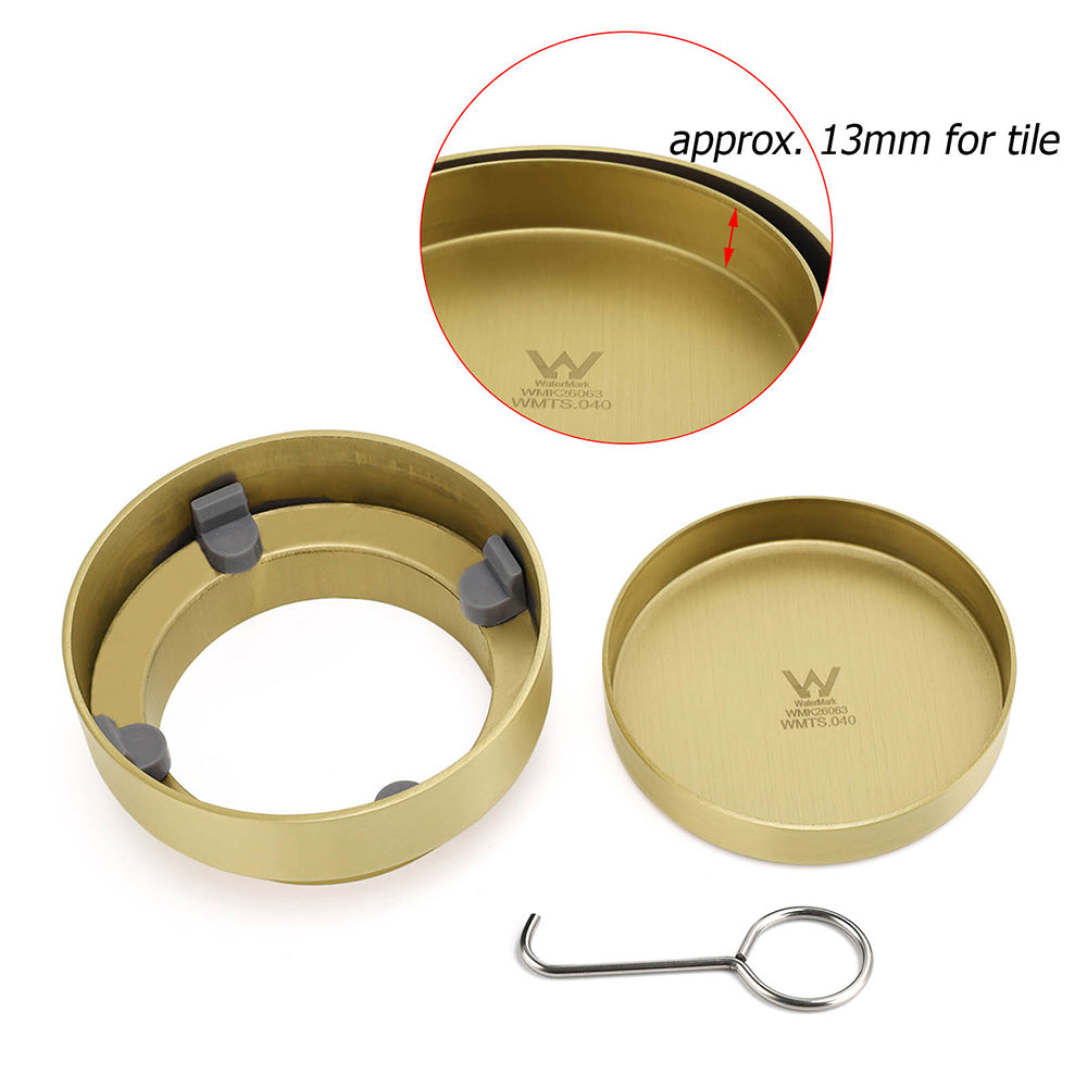 Brushed Gold 100mm In Diamater Tile Insert Floor Drain Shower Grate 75mm Outlet