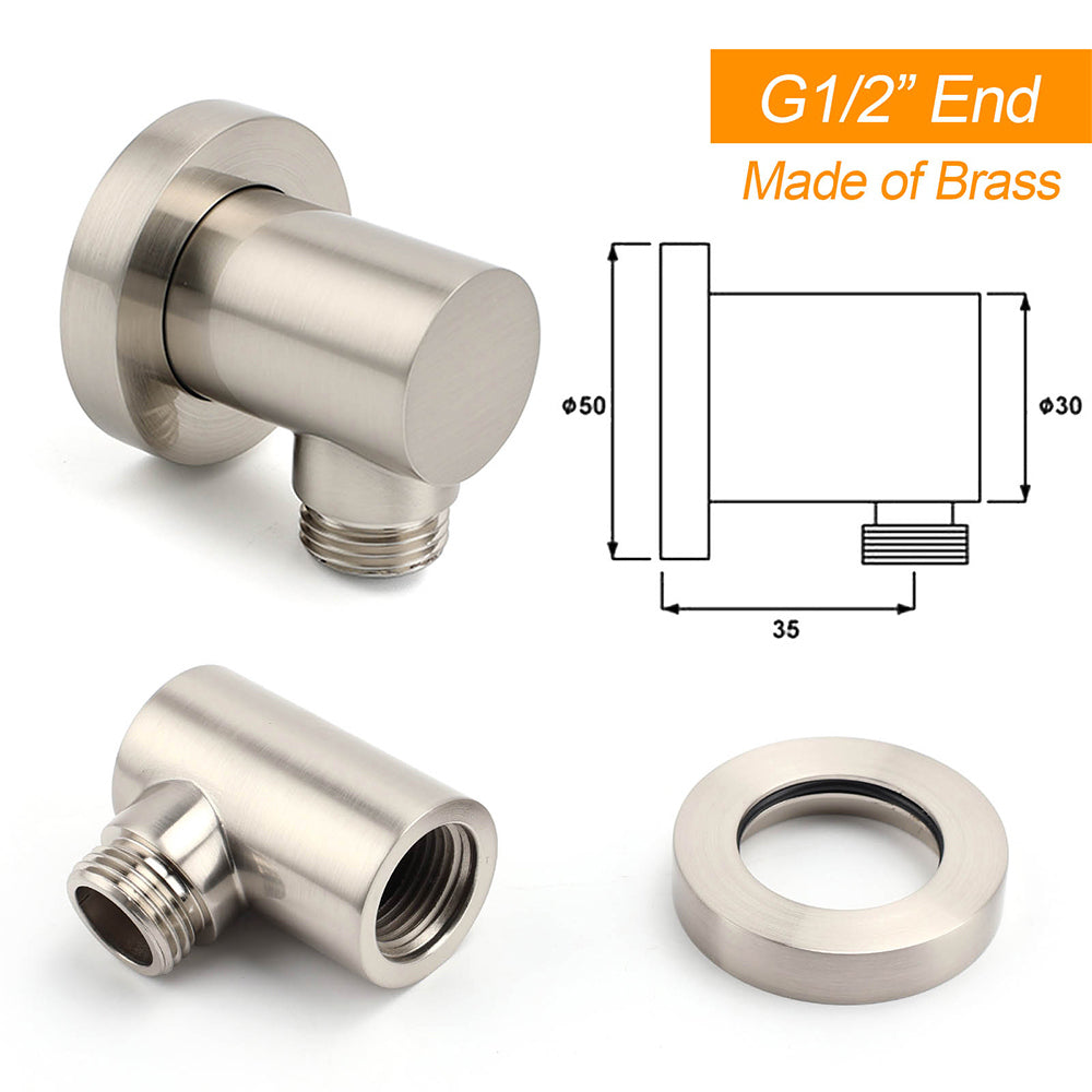 Brushed Nickel 2in1 Round 8" Stainless Steel Rain Head Shower Handheld Sliding Rail Arm Set