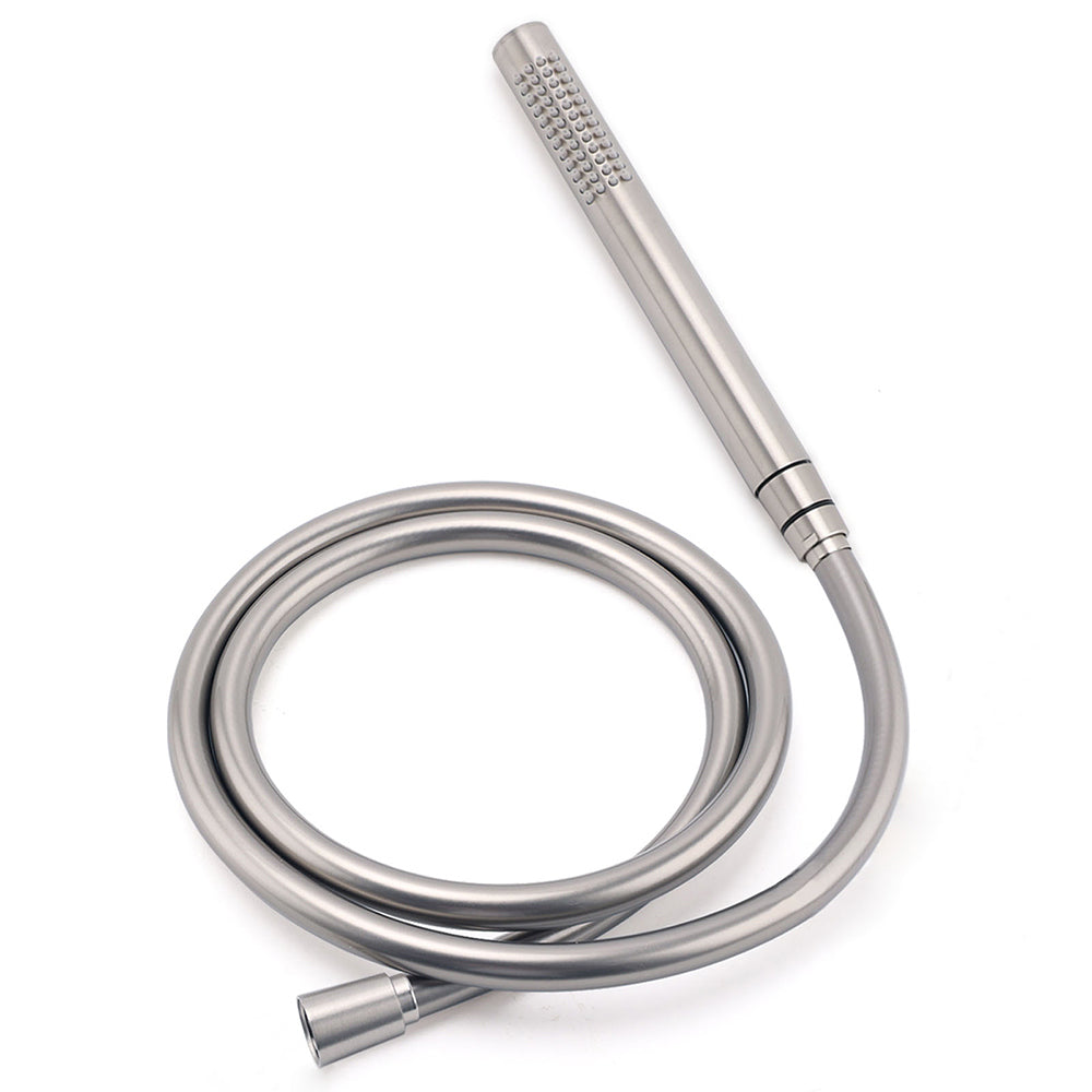 Brushed Nickel 12" Large Rain Head Twin Shower Handheld Rose Sliding Rail Arm Set With Mixer