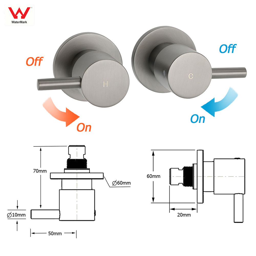 WELS Gun Metal 2in1 Round Shower 10" Rain Head Single Mode Handheld Sliding Rail Twin Taps Set