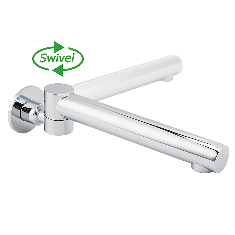 Watermark Chrome Round Basin Wall Mount Faucet Outlet 180° Swivel Brass Bath Tub Spout