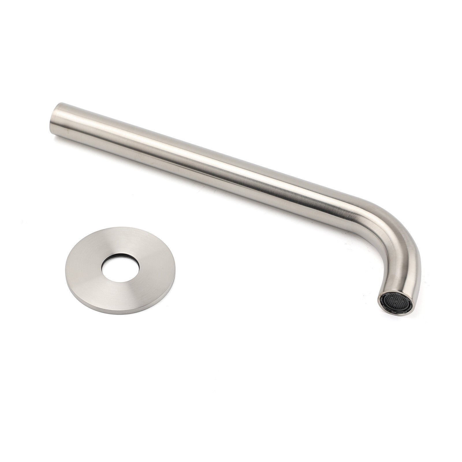 Brushed Nickel Round 250mm Long Spout Bath Tub Wall Mounted Water Filler Outlet