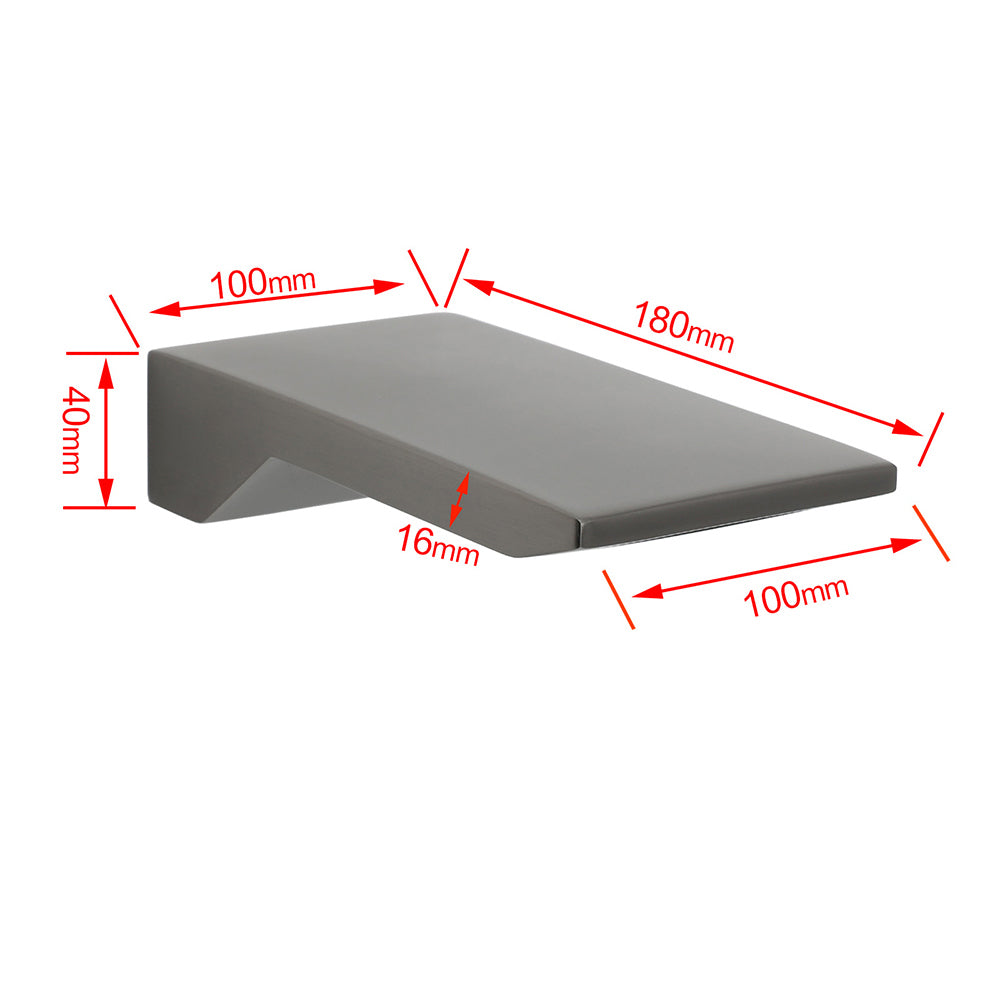 Gun Metal Grey Square Stainless Steel Bathtub Flat Spout Waterfall Filler Outlet