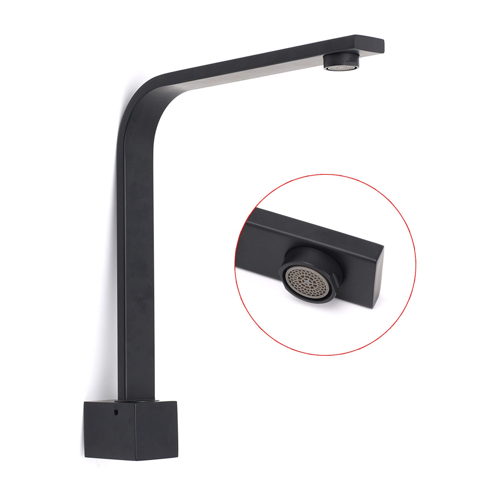 Black Gooseneck Arm High Rise Wall Mounted Bathtub Square Spout Water Outlet