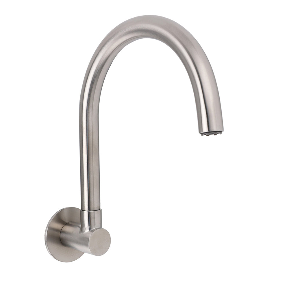 Brushed Nickel Round Gooseneck Arm Faucet Water Outlet Wall Mount Bathtub Spout