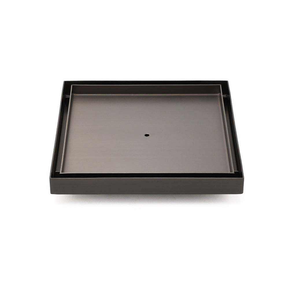Gun Metal Large Square 200x200mm Tile Insert Floor Drain Shower Grate 80mm Waste