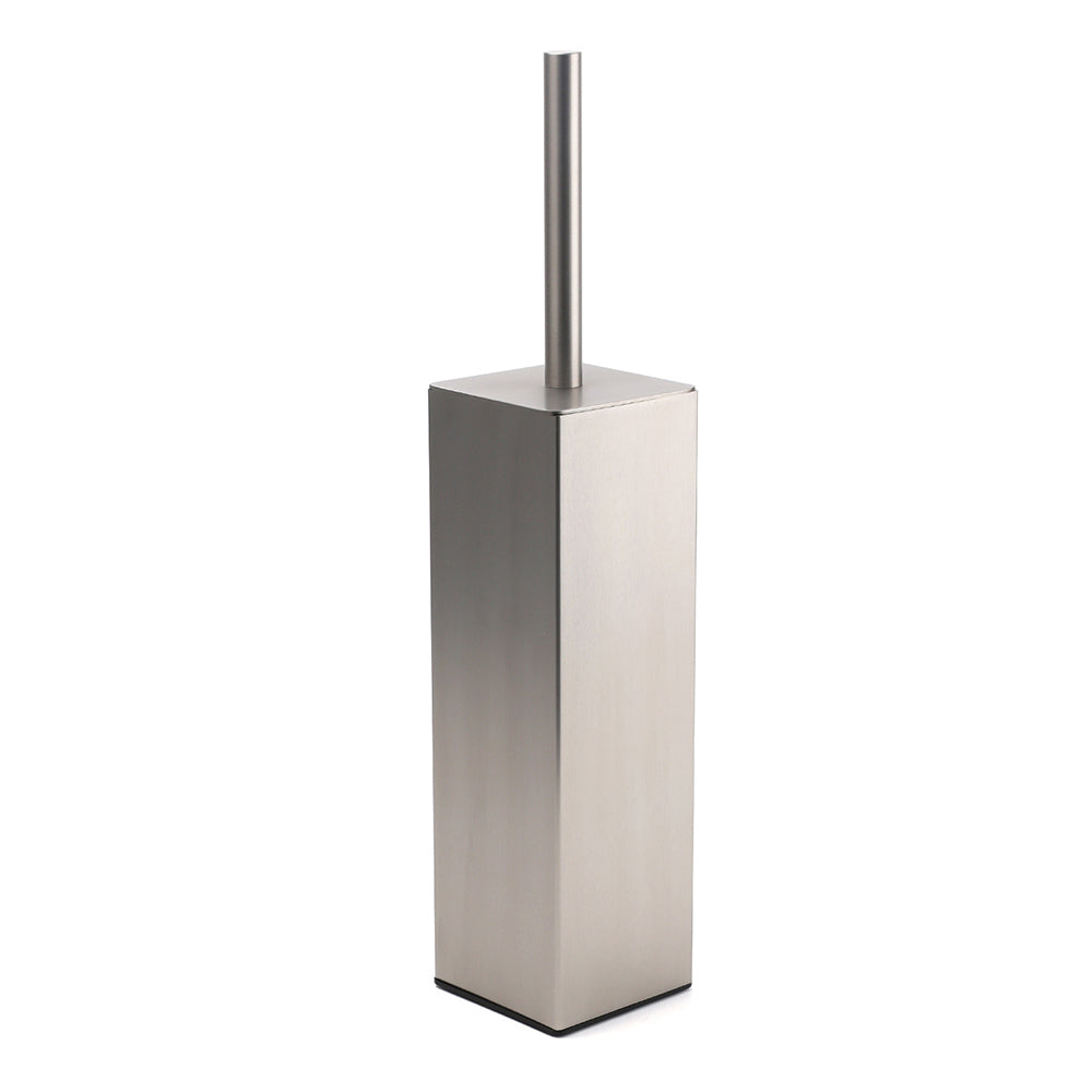 Brushed Nickel Cubic Square Toilet Brush Stainless Steel Wall Mounted Holder Cup