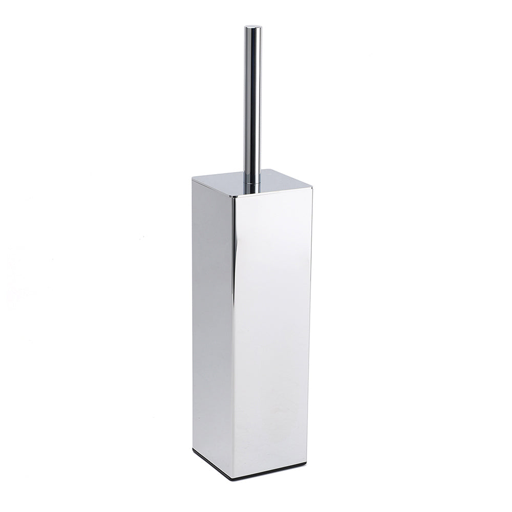 Bathroom Polished Chrome Square Standing Toilet Brush Stainless Steel Holder Cup Kit