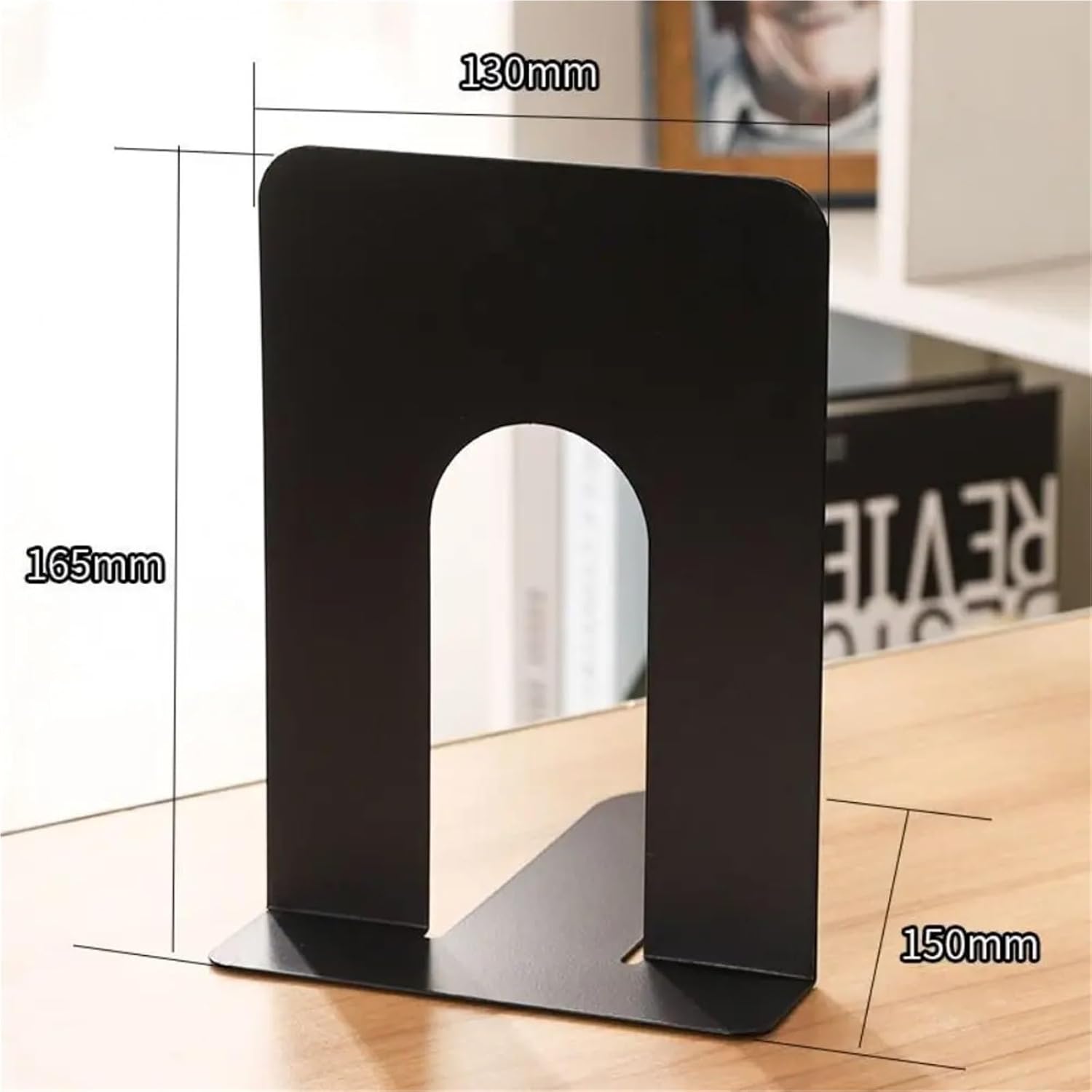 Bookends - Metal - Iron bookshelves - To be used for supporting books and organizing your desk - 13 × 15 × 16.5 cm - Black