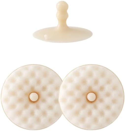 Double-sided dishwashing brush - Sponge brush with suction cup - 1 base + 2 refillable sponges - Scratch-free kitchen brush - Beige