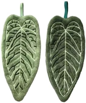 Towels - Towel set - Soft, absorbent kitchen and bathroom towels made of coral fleece with hanging loops for easy dishwashing and hand washing - 2-pack (dark green, light green)
