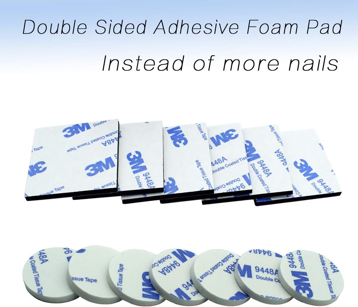 Double-sided foam pads, 50 pcs Double-sided adhesive foam pads Strong mounting tape, square and round, white and black