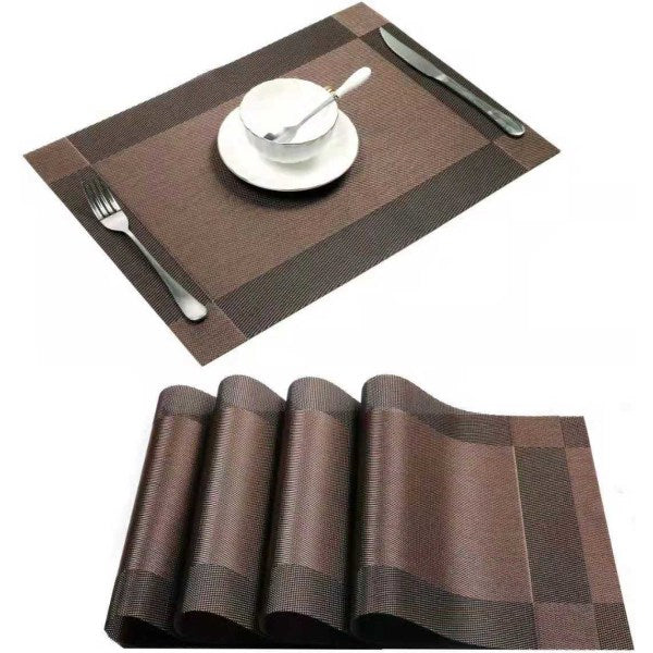 PVC Non-Slip PVC Placemats Set Heat Resistant Placemats Dining Table Kitchen Mat (Set of 4) Gold