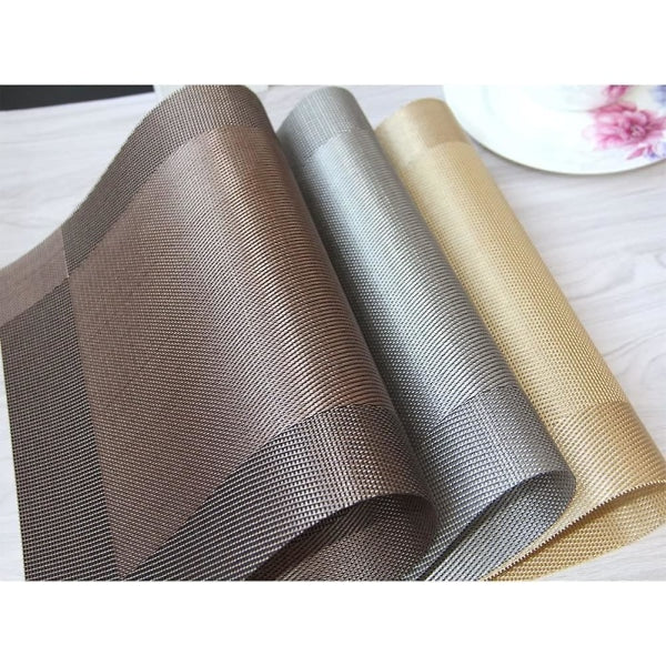 PVC Non-Slip PVC Placemats Set Heat Resistant Placemats Dining Table Kitchen Mat (Set of 4) Gold