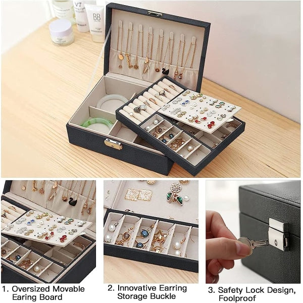 Jewelry Box Jewelry PU Leather Storage Box (Black)