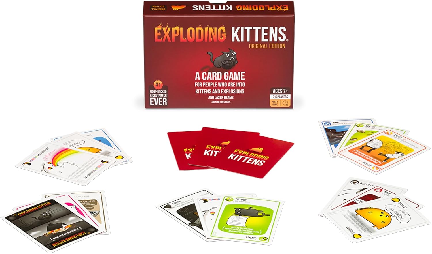 Exploding Kittens Original Edition - A fun game for family game nights - Fun card games for ages 7 and up - 2-5 players - 15 minute playtime