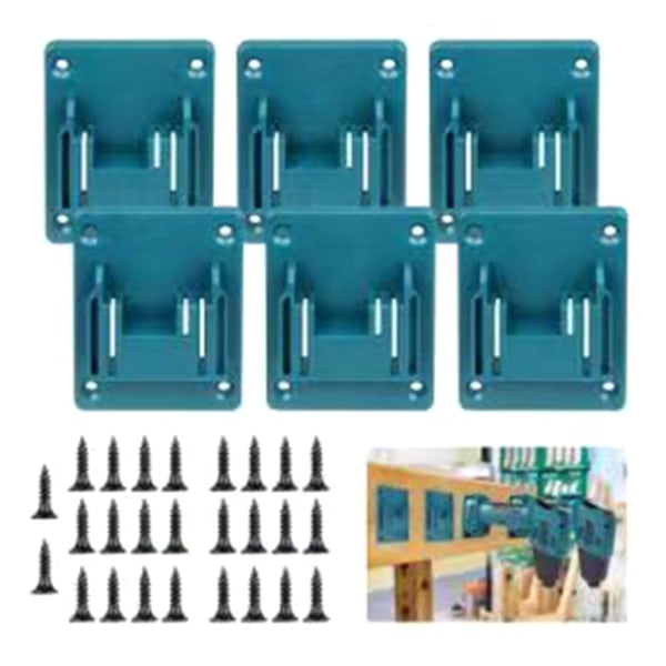 Set of 6 battery holders for Makita batteries: drill, wall mount for Makita drills 14.4V 18V wall storage tool