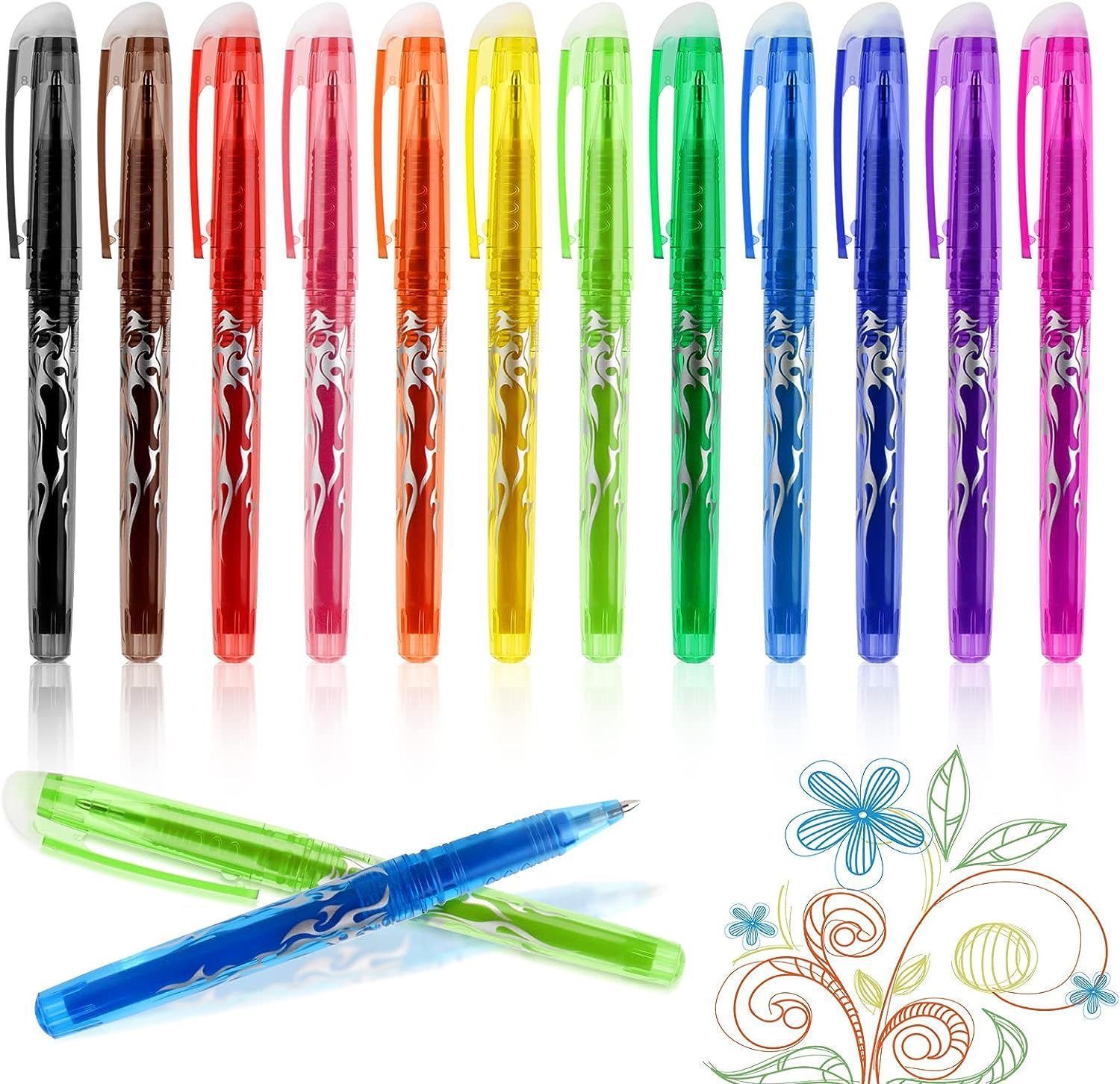 Erasable Ink Pens, Erasable Gel Ink Pens - 12-pack Multicolor multicolor