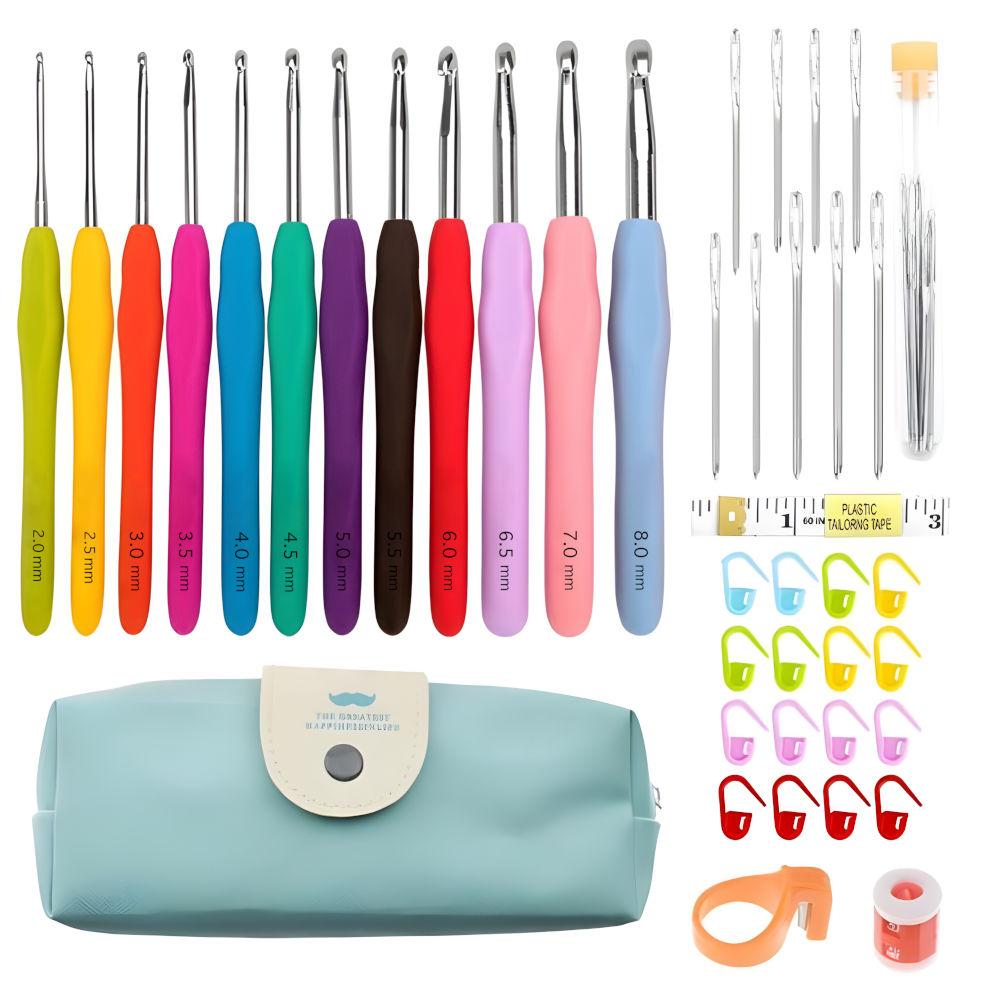 45-piece crochet set with needles, markers, tape measure - Knitting Kit Multicolor multicolor