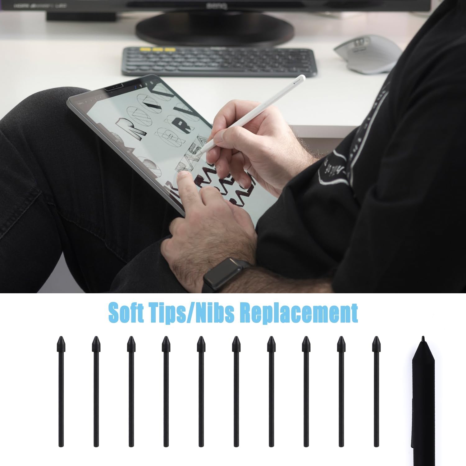 10pcs S Pen Nibs for Samsung Galaxy Tab S6 with Installation Tool Compatible with Samsung Galaxy Tab S7 & S7 Plus S8 & S8 Plus (Black) Black