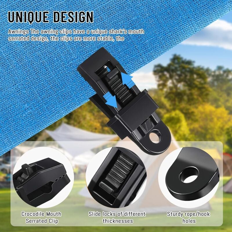 Tent Clamp, 15 pcs Tarpaulin Clamps, Tarpaulin Fastener, Black Heavy Duty Tarpaulin Clamps for Tents, Outdoor Camping, Awnings, Boat Covers, Banners