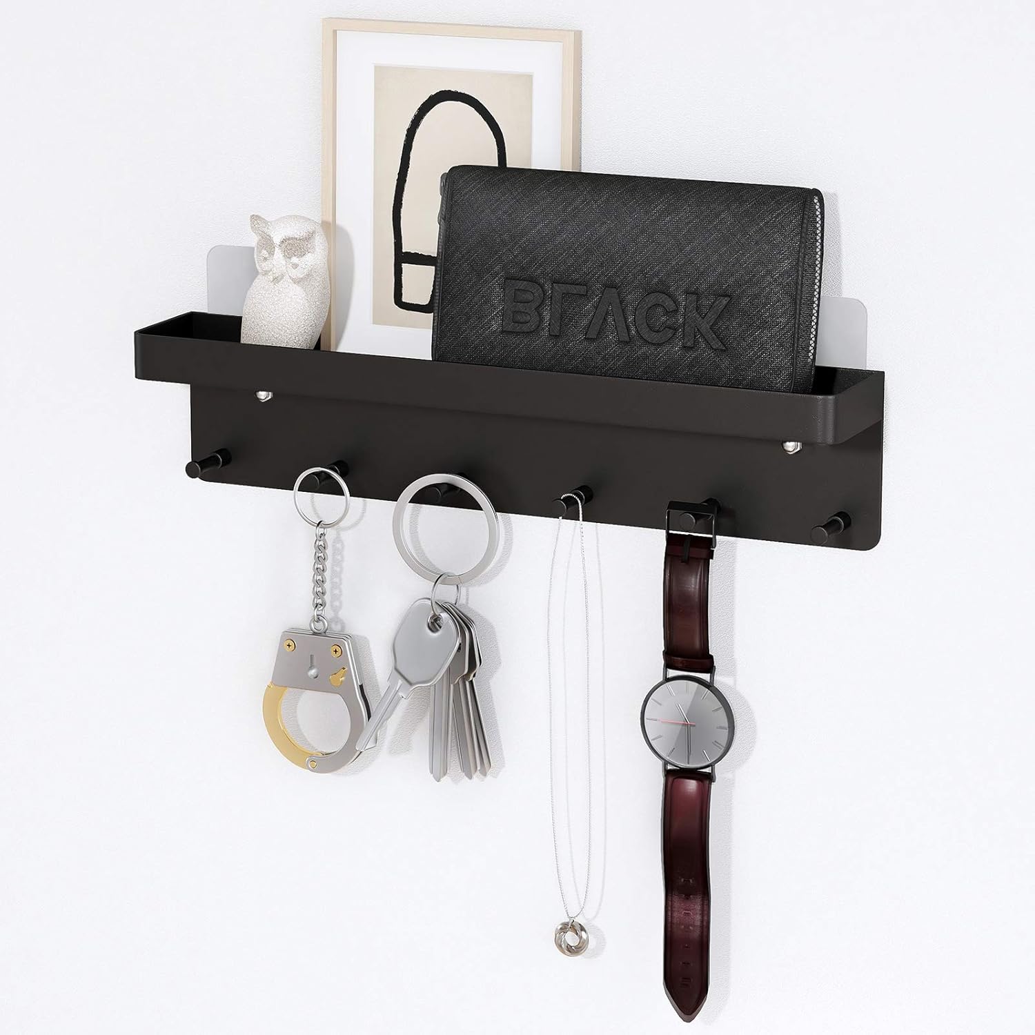 Self-adhesive Key Hooks Key Holder for Wall 6 Hooks Key