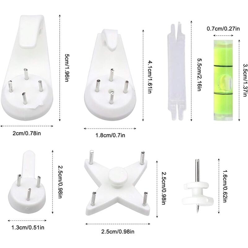 39 pcs Grooveless Wall Mounting Hooks, Picture Wall Hook, Picture Hanging Hook, Picture Hook, Wall Hooks for Hanging Photo Frames Paintings Clock