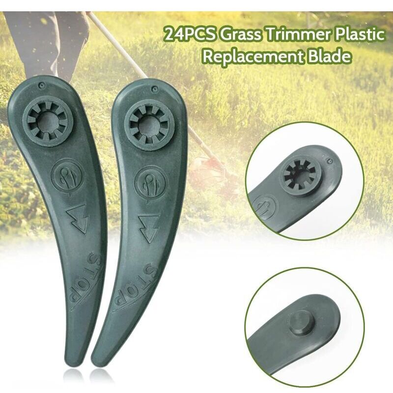 24-pack Bosch Grass Trimmer Blades for Bosch Durablade Art 23-18 LI Art 26-18 LI Grass Trimmers, Replacement Blades for Grass Trimmer. green Flat teeth
