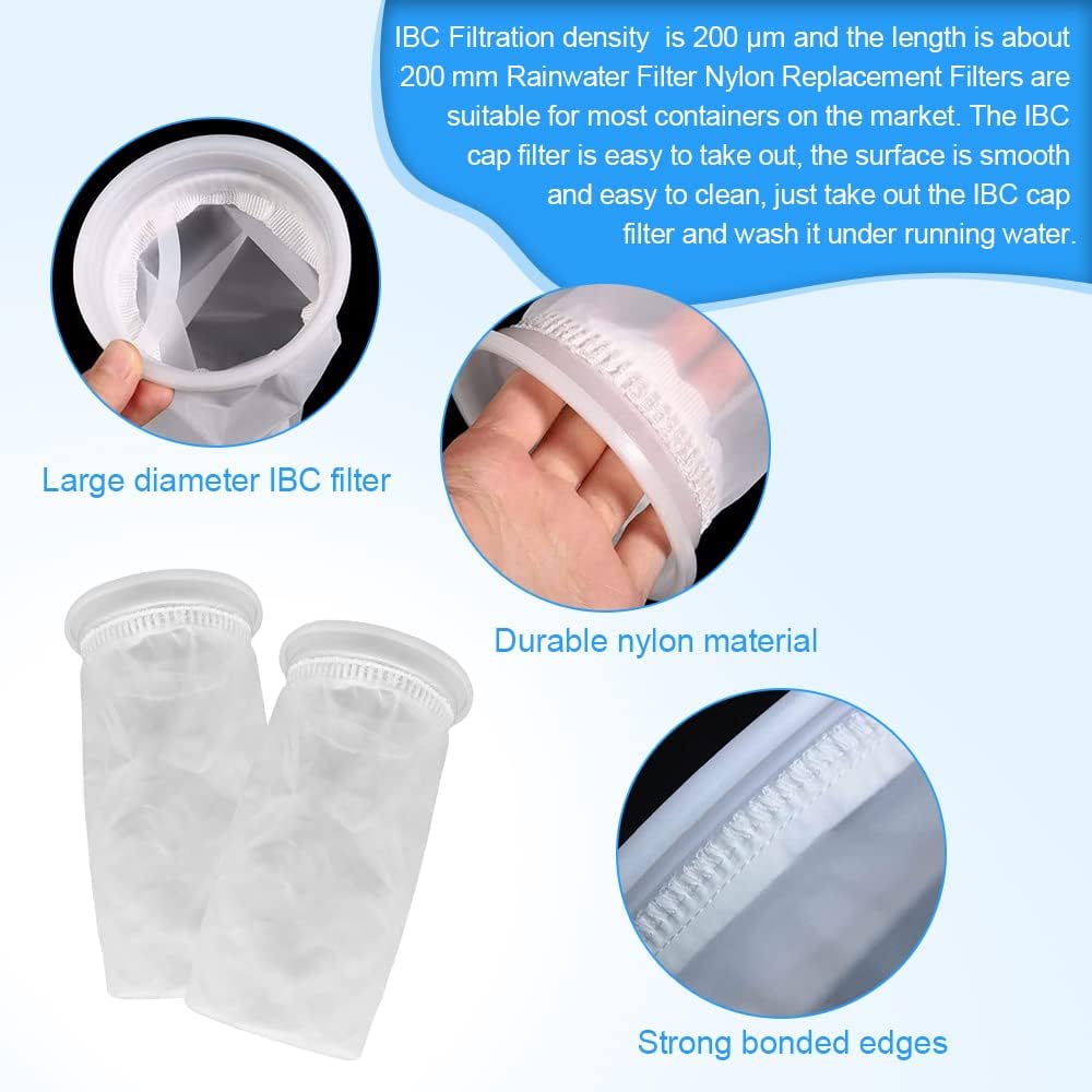 2pcs Nylon IBC Filter, IBC Rainwater Tank Filter Washable IBC Replacement Filter Nylon - IBC Tank Lid Fitting (105mm)