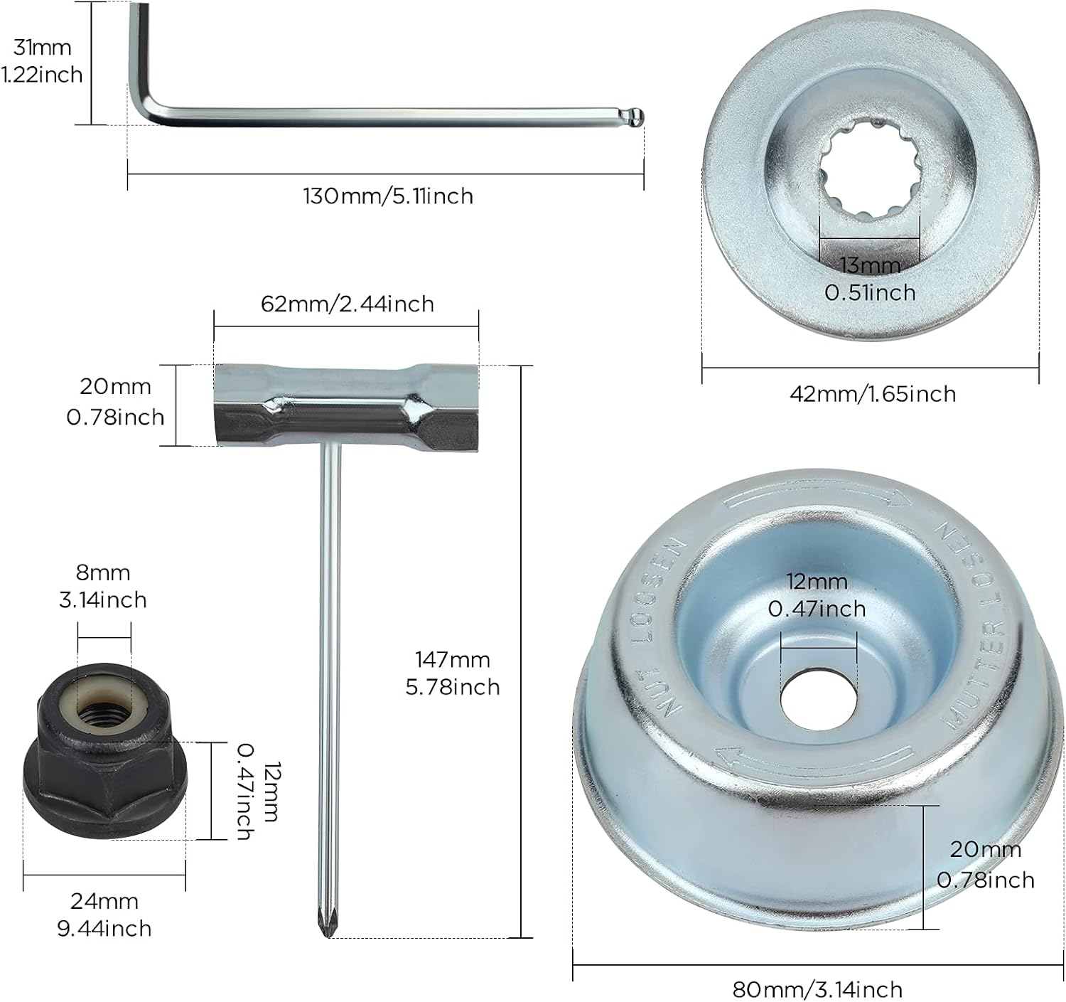 Universal Brushcutter Head Nut Kit, for Stihl Brushcutter FS55 FS