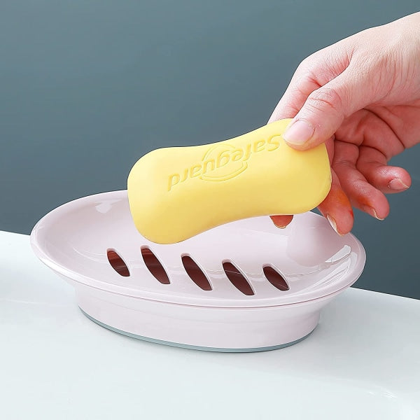 2-pack soap dish, plastic soap cups, non-slip soap dish, soap holder, shower with drip tray, easy-clean soap saver (pink)