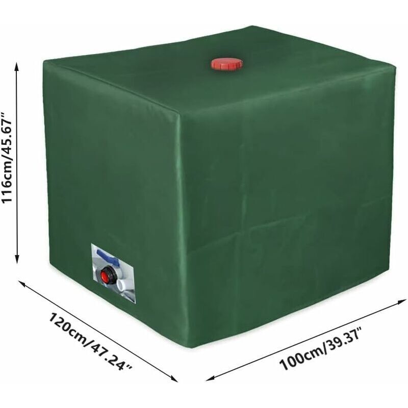 IBC Tank Cover Tarpaulin for 1000L IBC Container, GU.B/bon 116 x 100 x 120 cm Water Tank Cover Anti-UV Anti-Rain (Green)..DEBUNS
